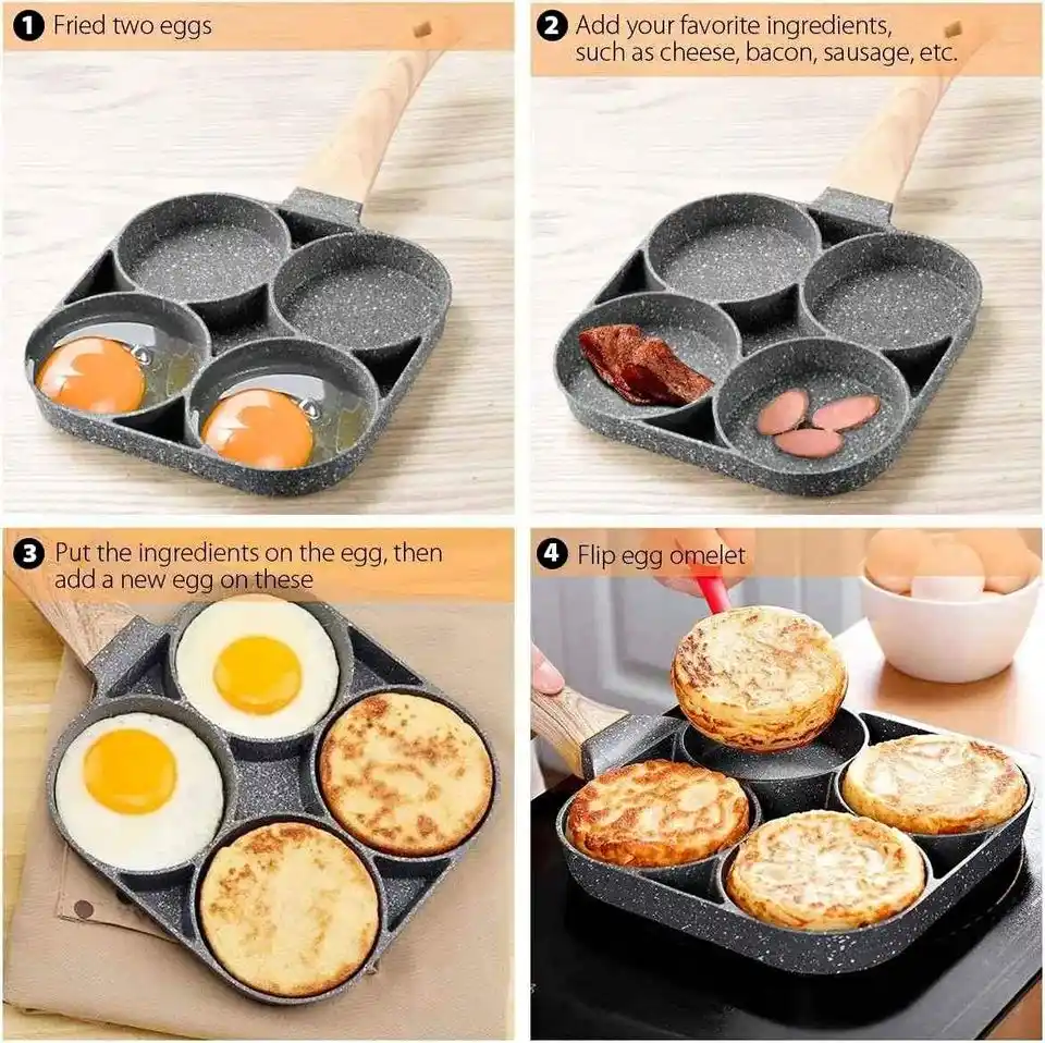 Non stick 4 hole frying pan
