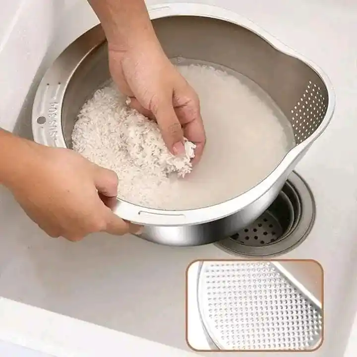 Rice Washing Strainer Bowl